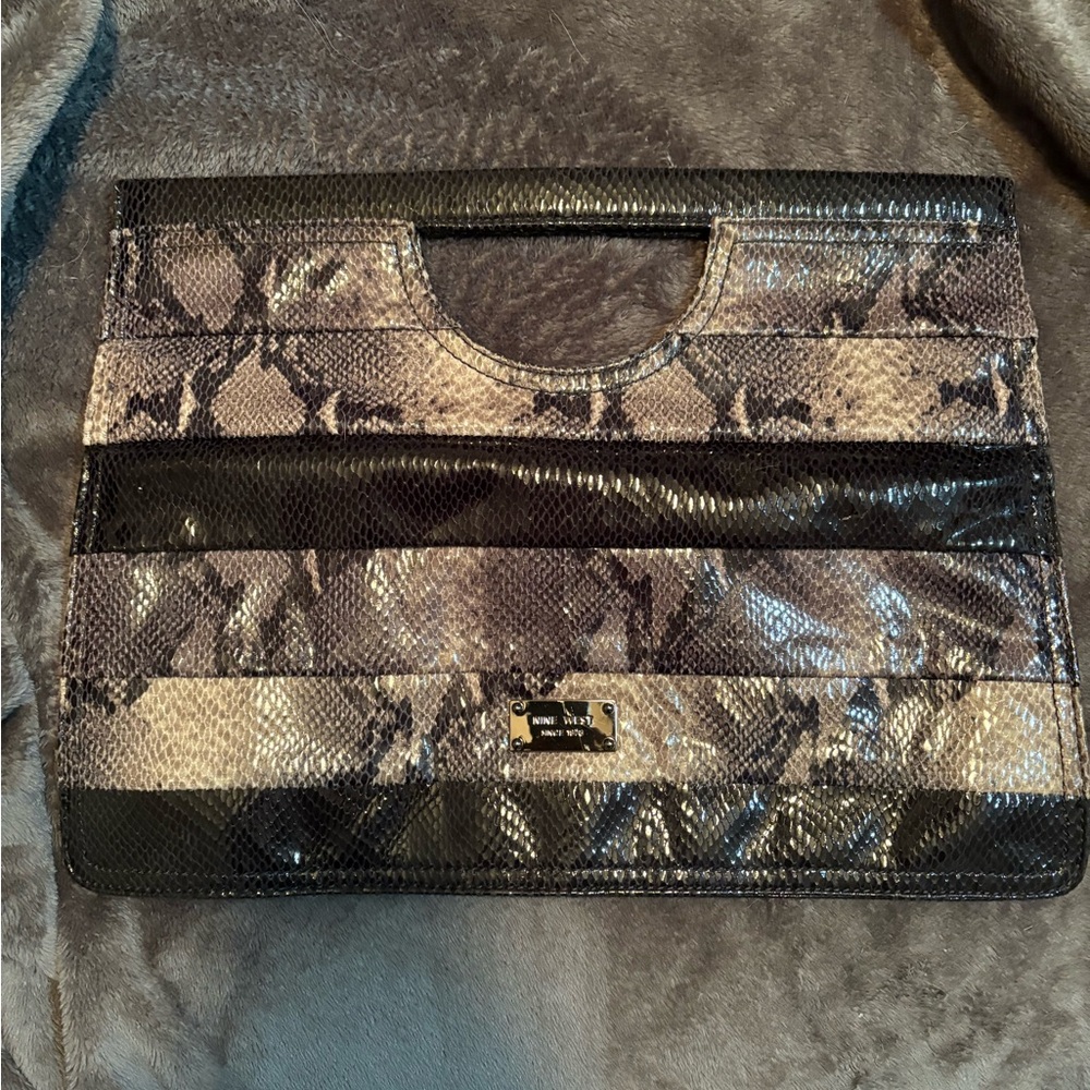 Nine West Metallic Snakeskin Clutch